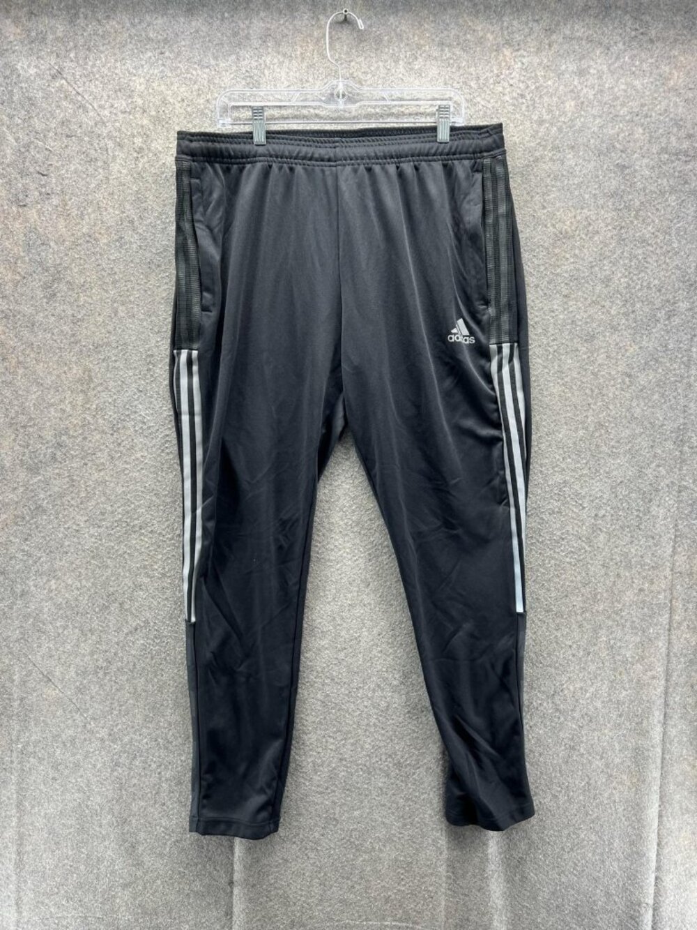 Adidas Track Pants Mens XL Black Primegreen Knit Elastic Waist 3 Stripe Athletic